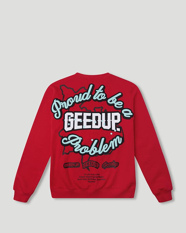 Proud To Be A Problem Crewneck Red/Light Blue
