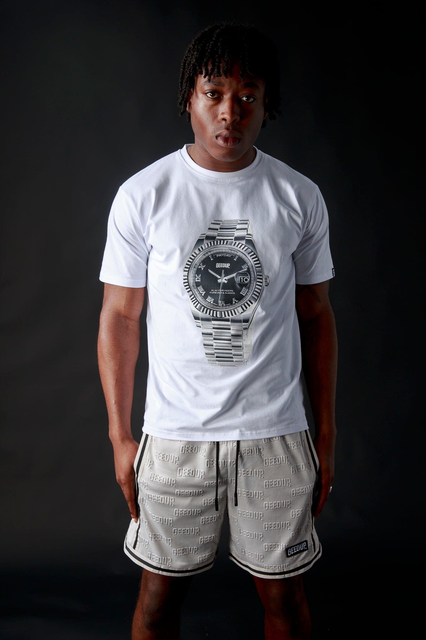 Emboss Mesh Shorts Stone Grey