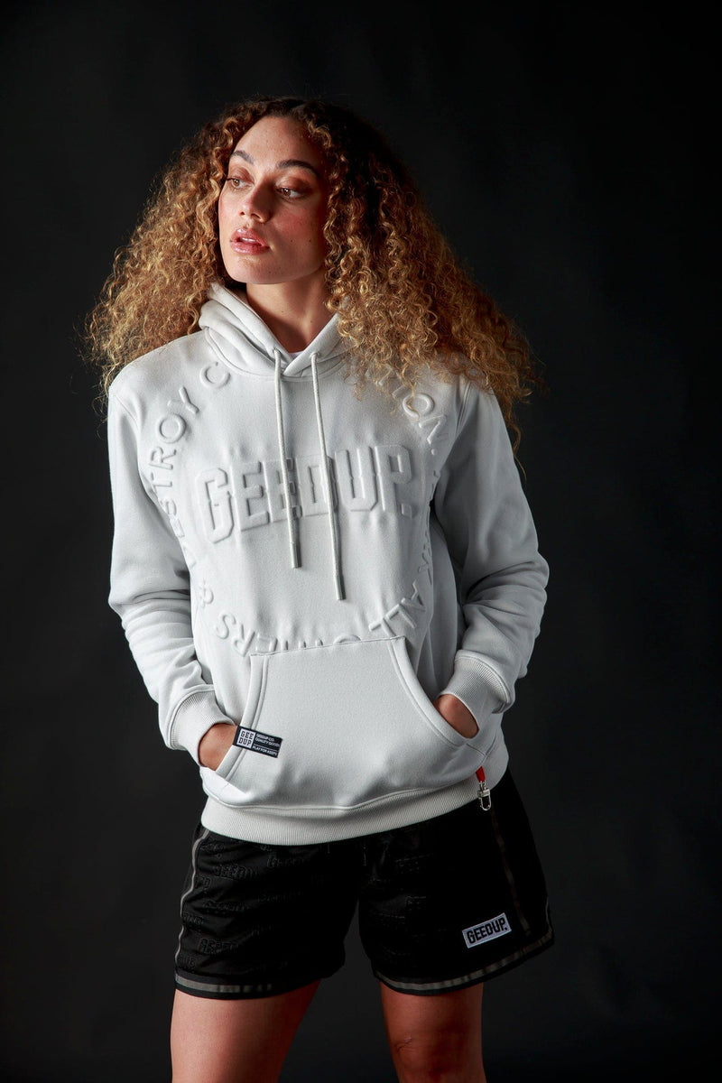 O/S Emblem Emboss Hoodie Ice Grey