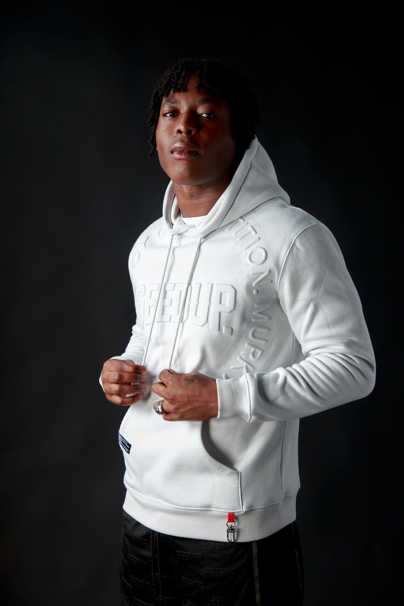 O/S Emblem Emboss Hoodie Ice Grey