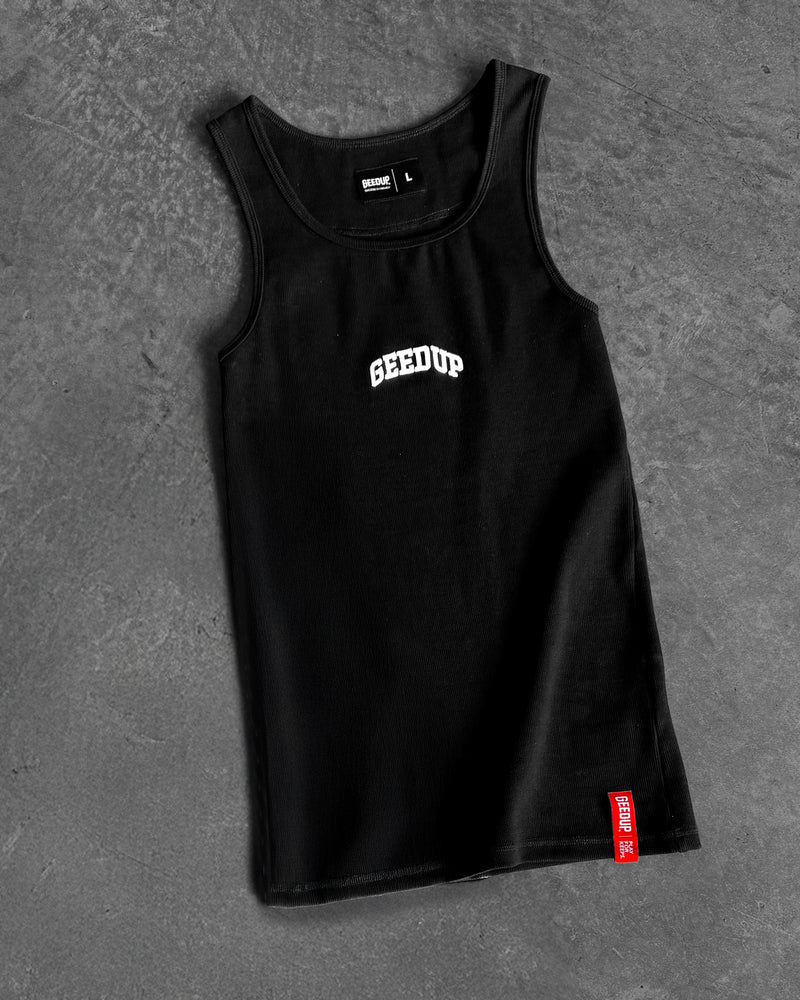 Team Logo Ribbed Tank Top Black