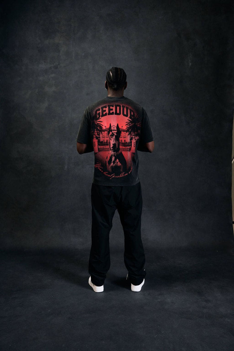 Dobermann T-shirt Washed Black/Red