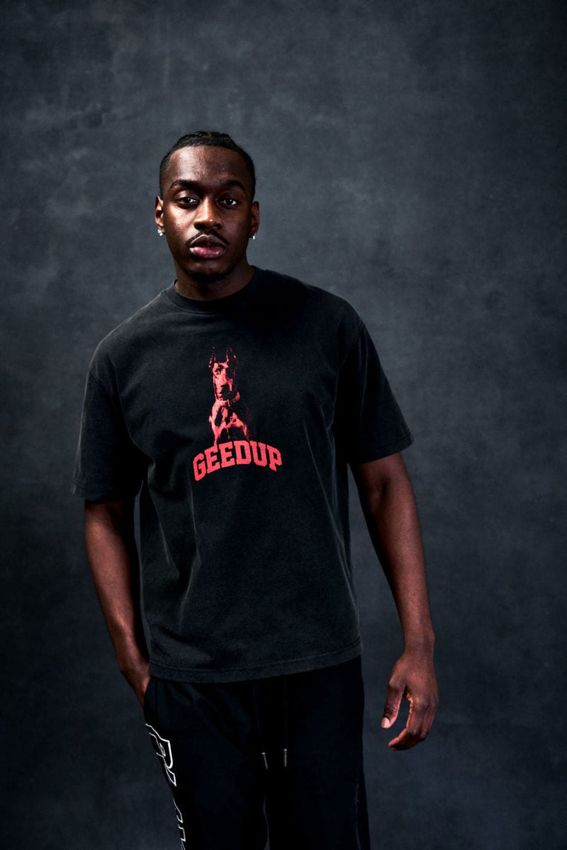 Dobermann T-shirt Washed Black/Red