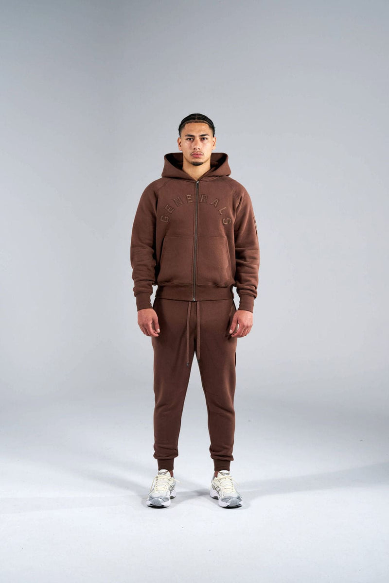Generals Classic Fit Raglan Zip Hoodie Chestnut