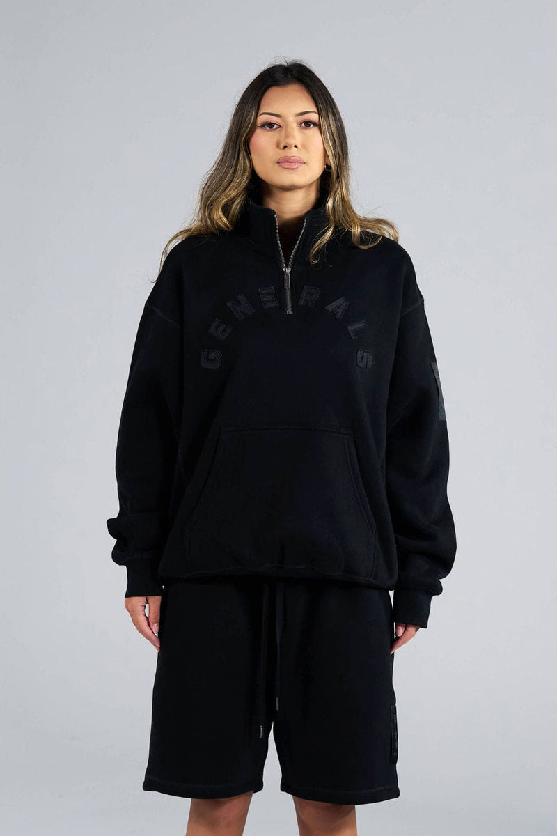 Generals Oversized Qtr Zip Jet Black