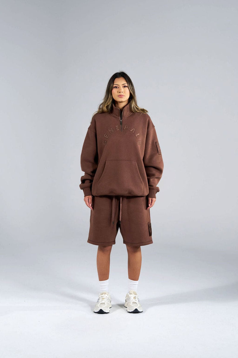Generals Oversized Qtr Zip Chestnut