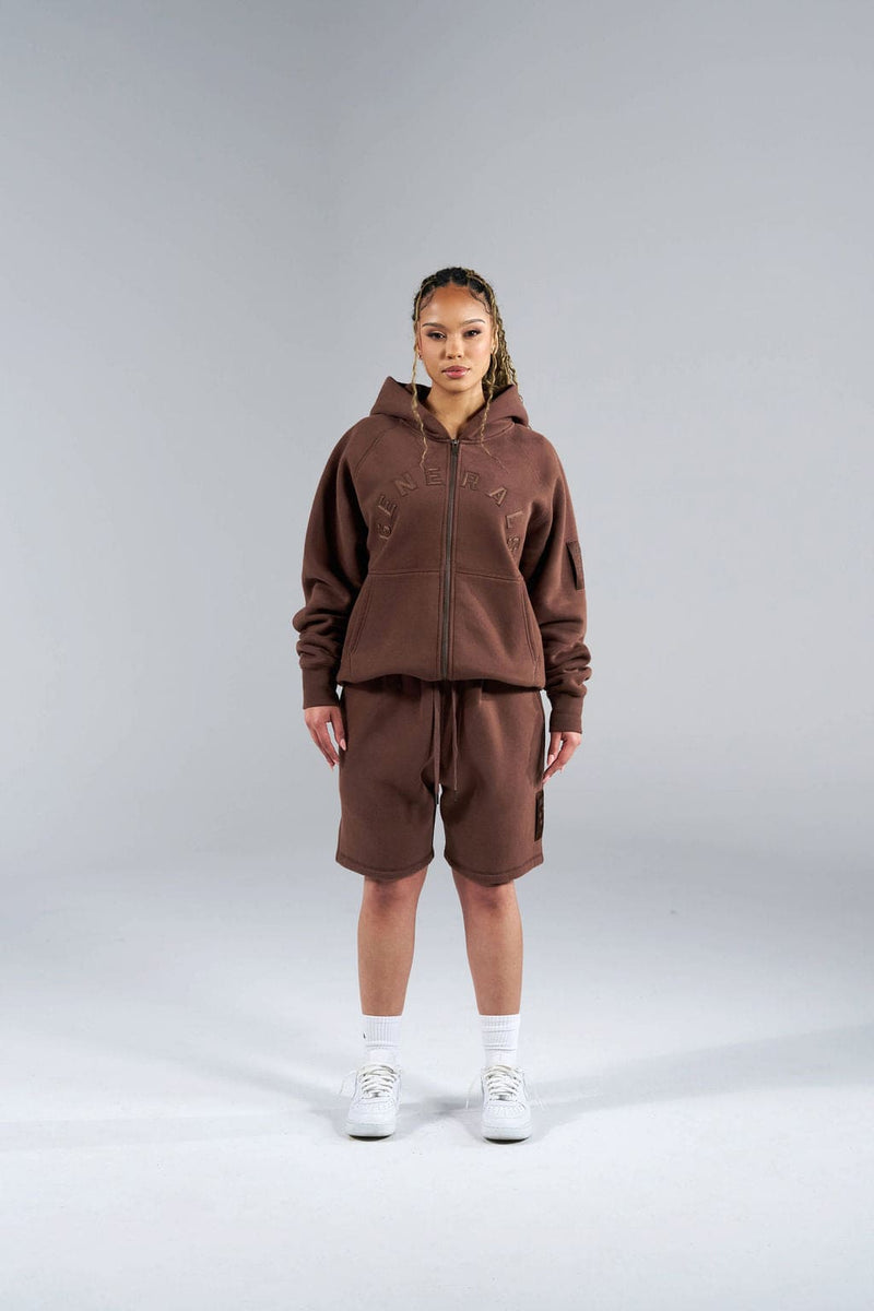 Generals Classic Fit Raglan Zip Hoodie Chestnut