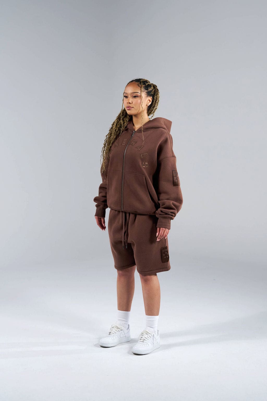 Generals Classic Fit Raglan Zip Hoodie Chestnut