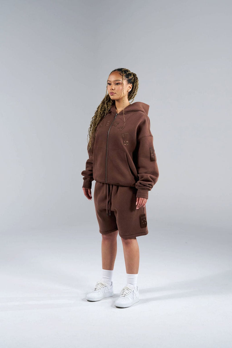 Generals Classic Fit Raglan Zip Hoodie Chestnut