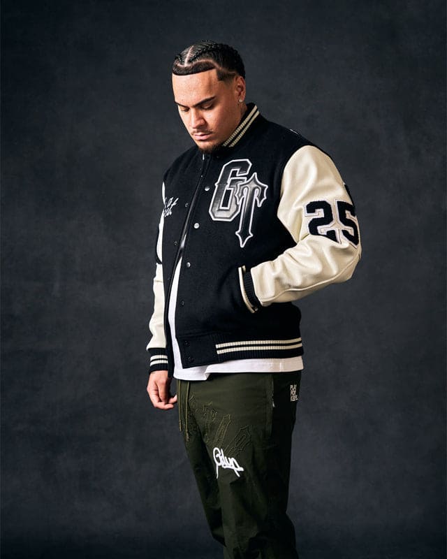 Geedup x Trapstar Letterman Jacket Black/White/Grey COMPLEX EXCLUSIVE