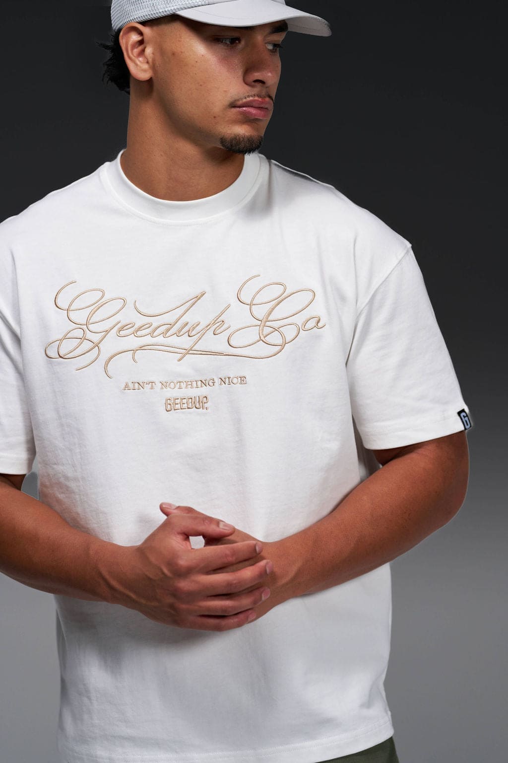 Geedup Co. Cursive T-Shirt Off White