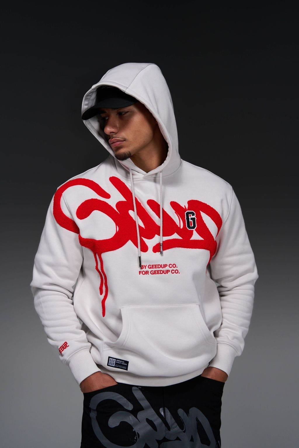 Handstyle G Hoodie Light Grey/Red