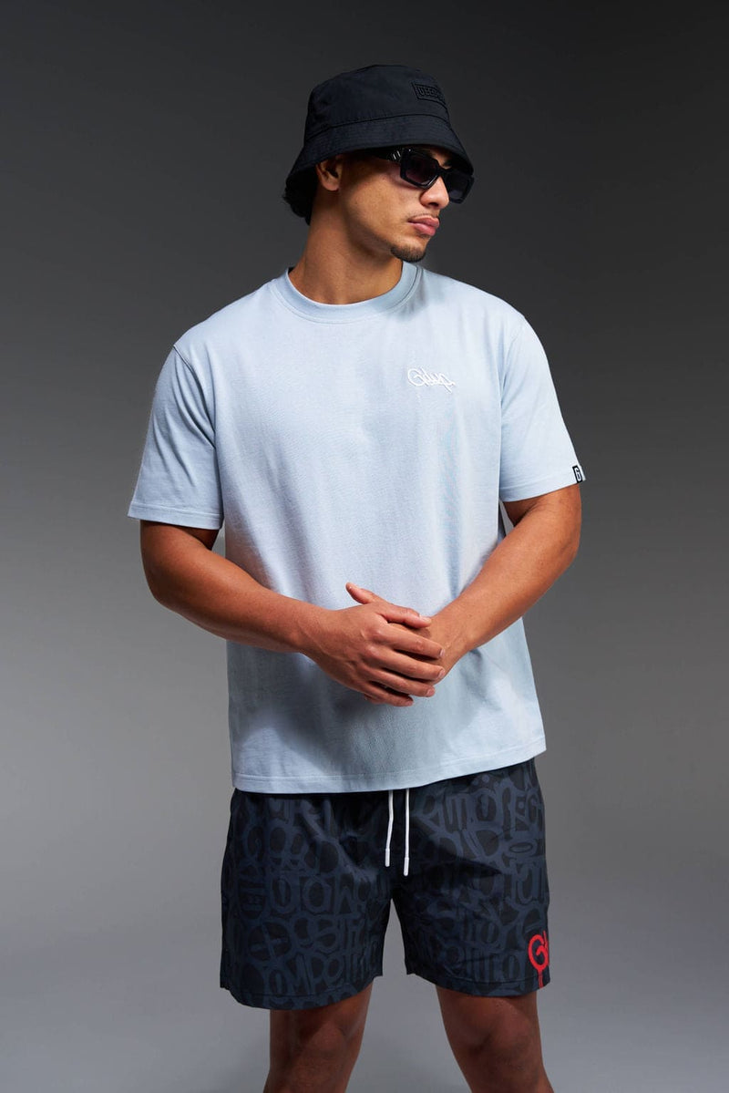 Micro Handstyle T-Shirt Washed Blue/White
