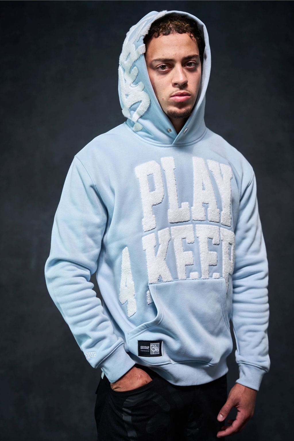 Play4Keeps Handstyle Hoodie Pale Blue/White