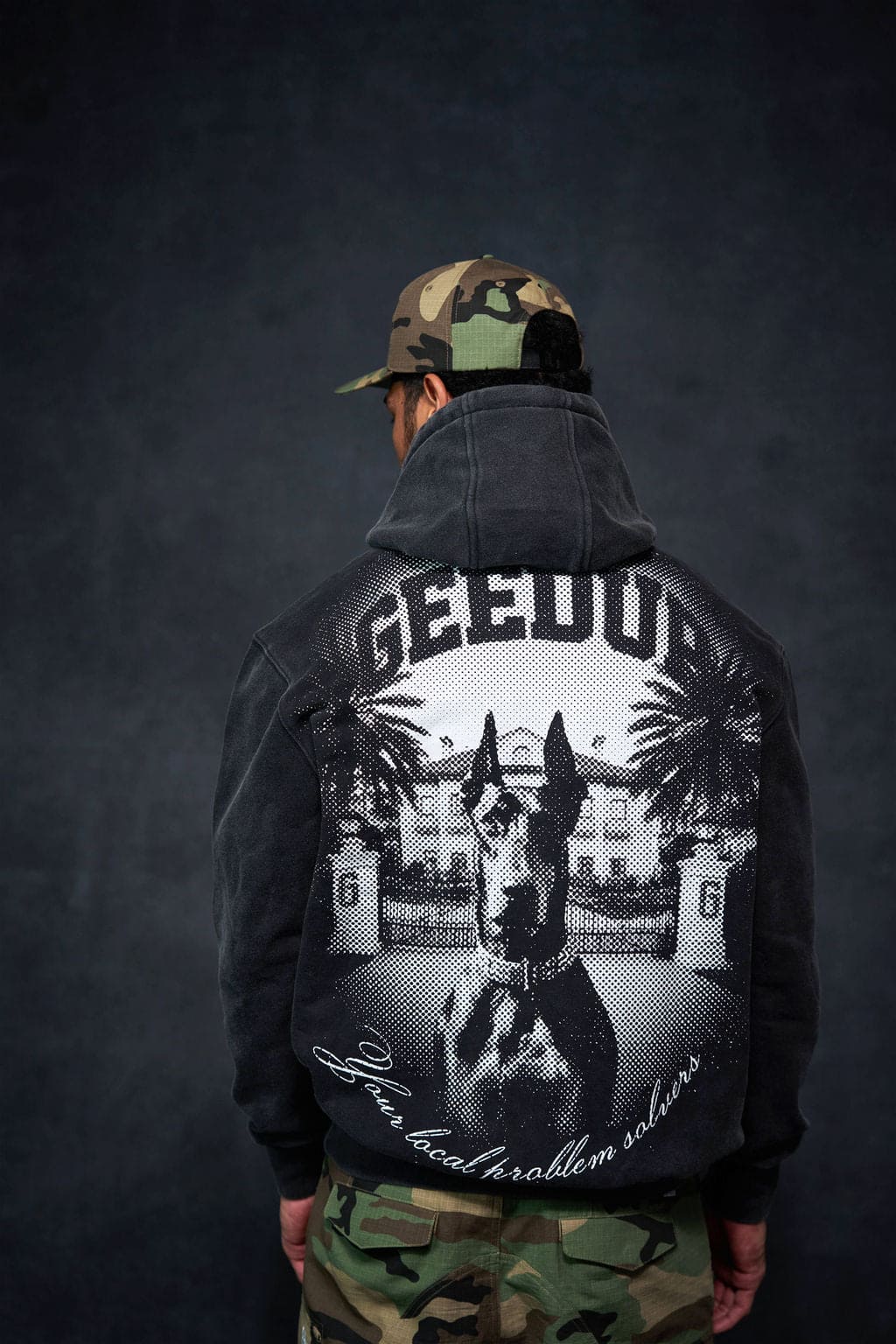 Dobermann Hoodie Washed Black