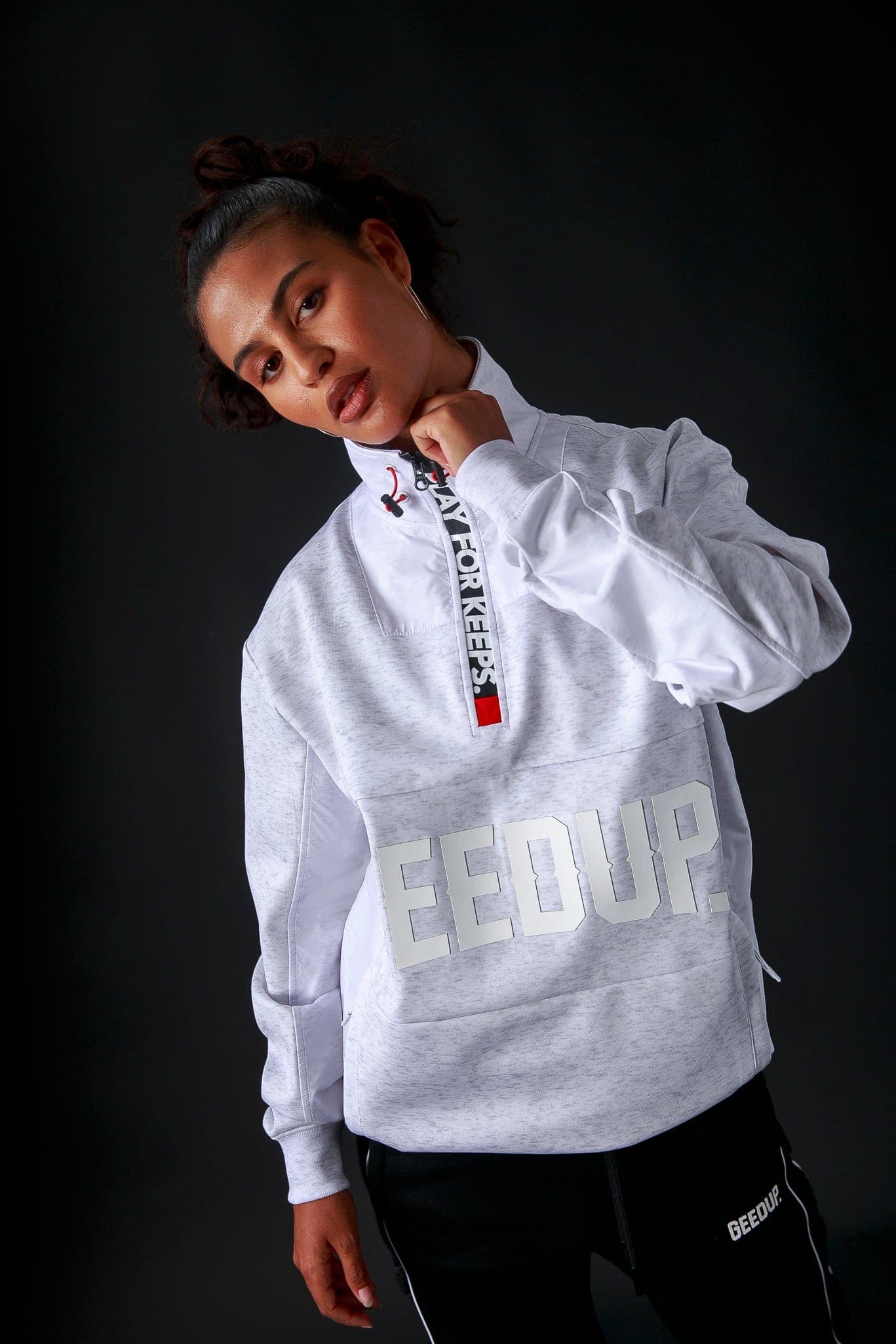 Core Logo Qtr Zip White Marle