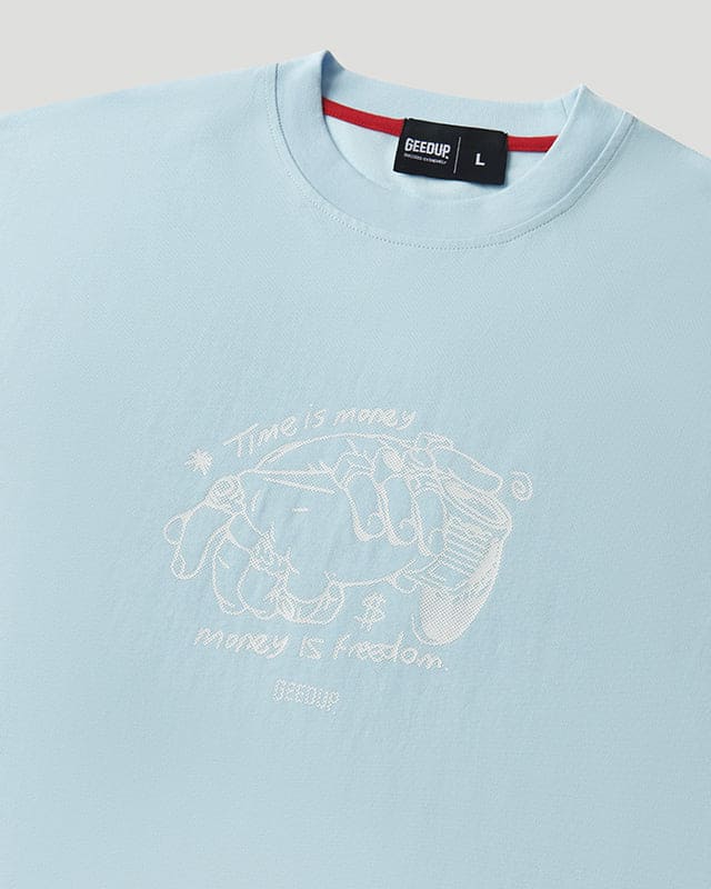 Time Is Money T-Shirt Cool Blue/White