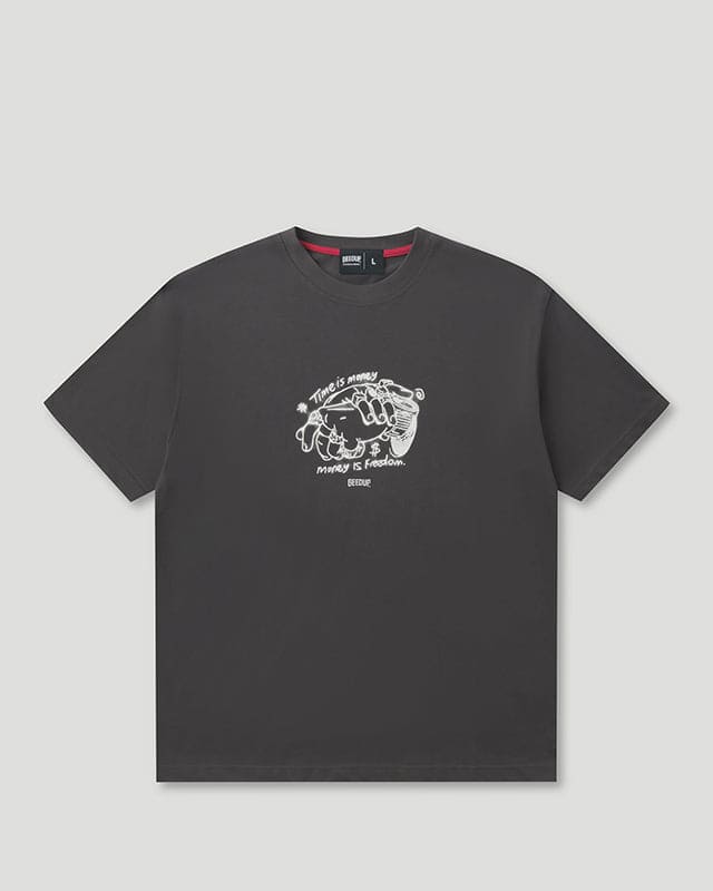 Time Is Money T-Shirt Charcoal/White