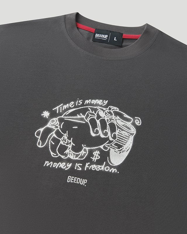 Time Is Money T-Shirt Charcoal/White