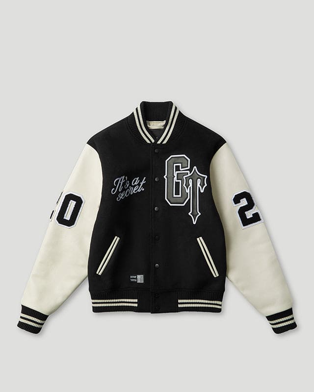 Geedup x Trapstar Letterman Jacket Black/White/Grey COMPLEX EXCLUSIVE