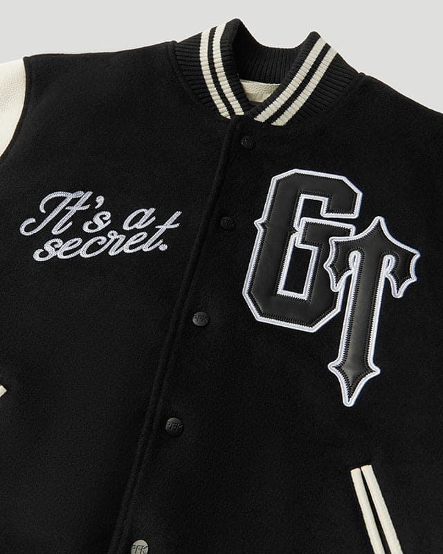 Geedup x Trapstar Letterman Jacket Black/White/Grey COMPLEX EXCLUSIVE