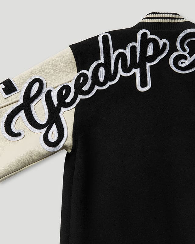 Geedup x Trapstar Letterman Jacket Black/White/Grey COMPLEX EXCLUSIVE