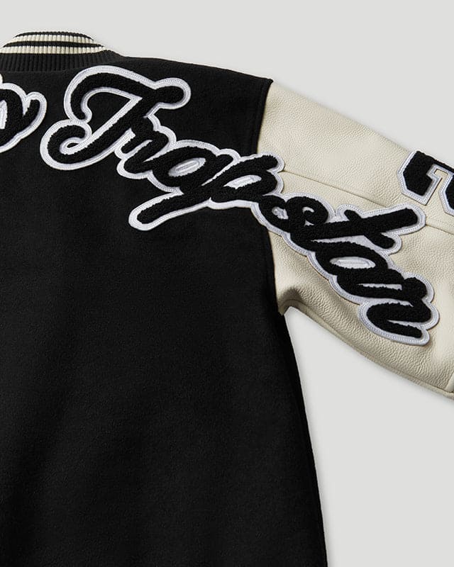 Geedup x Trapstar Letterman Jacket Black/White/Grey COMPLEX EXCLUSIVE