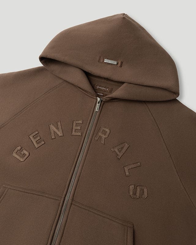 Generals Classic Fit Raglan Zip Hoodie Chestnut