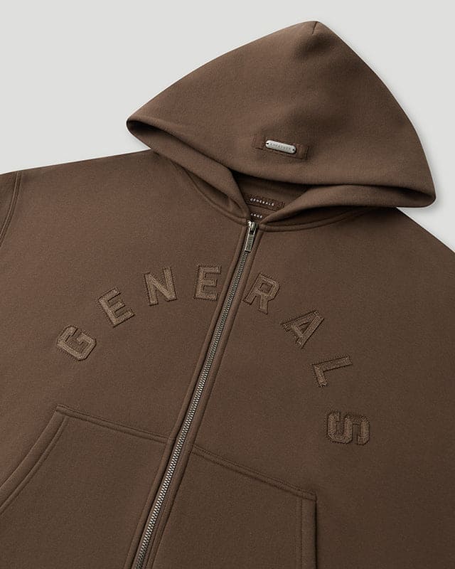 Generals Oversized Zip Hoodie Chestnut