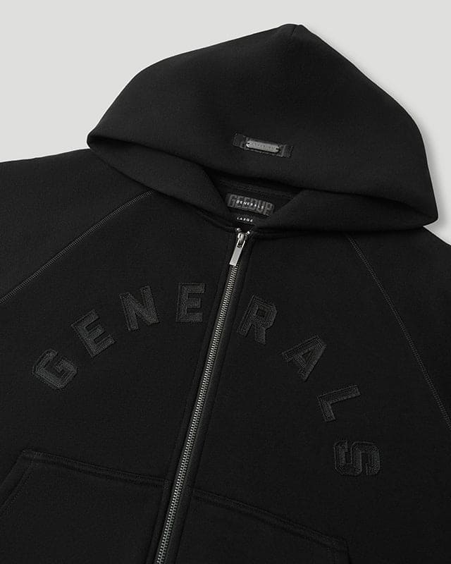 Generals Classic Fit Raglan Zip Hoodie Jet Black