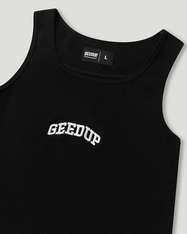 Team Logo Ribbed Tank Top Black