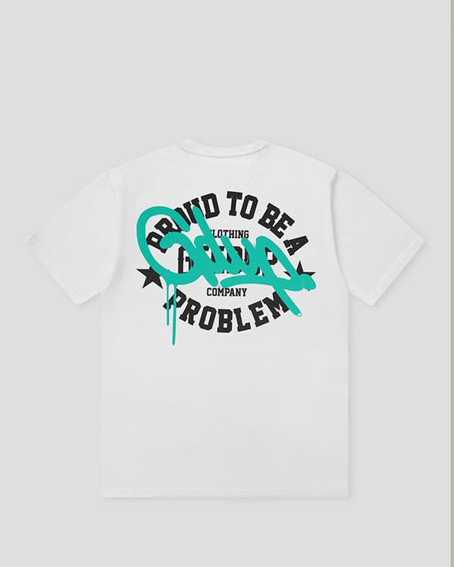 Proud To Be A Problem T-Shirt White/Aqua