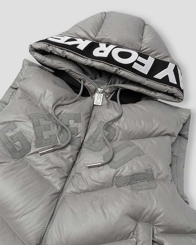 PFK Hooded Duck Down Vest Grey