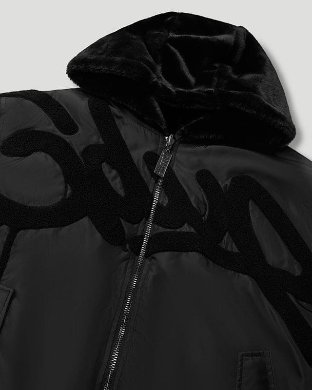 Handstyle/Team Logo Fur Jacket Black/Black