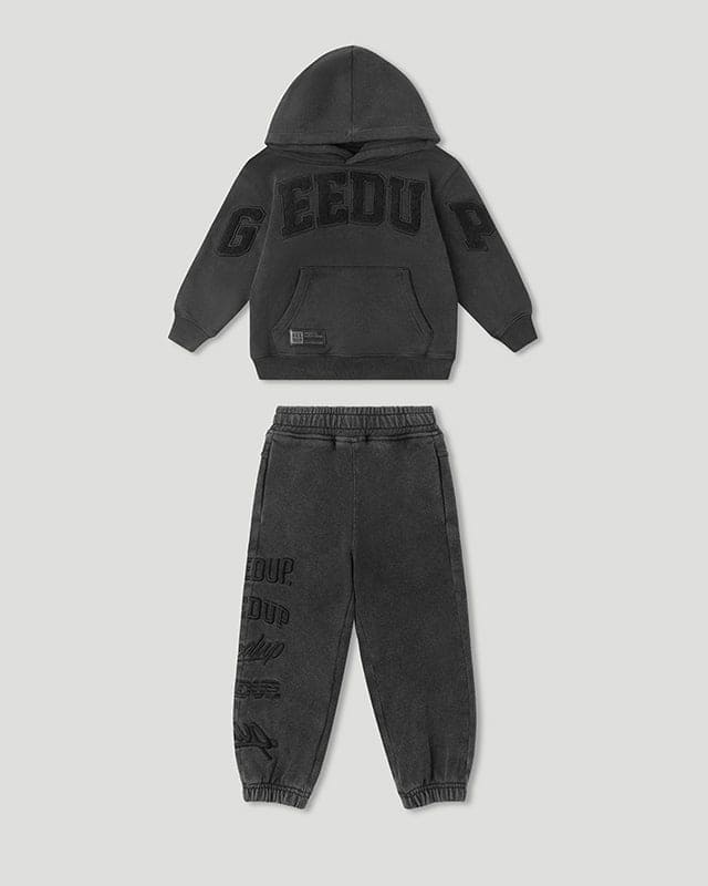 Team Logo Tracksuit Kids Vintage Washed Black