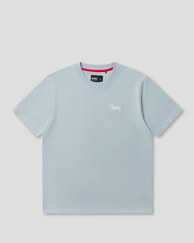 Micro Handstyle T-Shirt Washed Blue/White