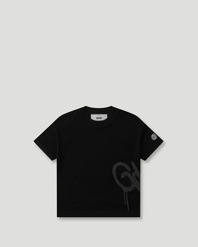 Handstyle Logo Knitted Lil Don Tee Black/Grey