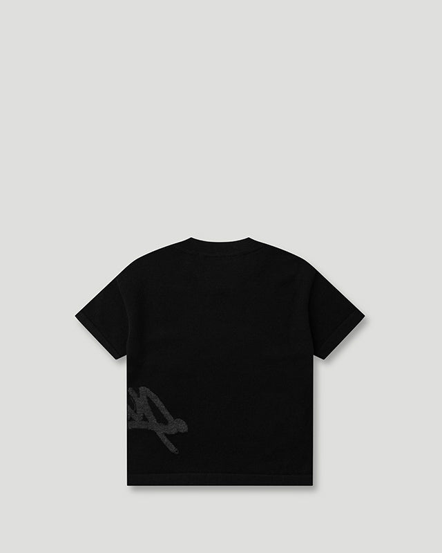 Handstyle Logo Knitted Lil Don Tee Black/Grey