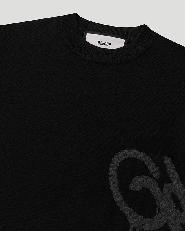 Handstyle Logo Knitted Lil Don Tee Black/Grey