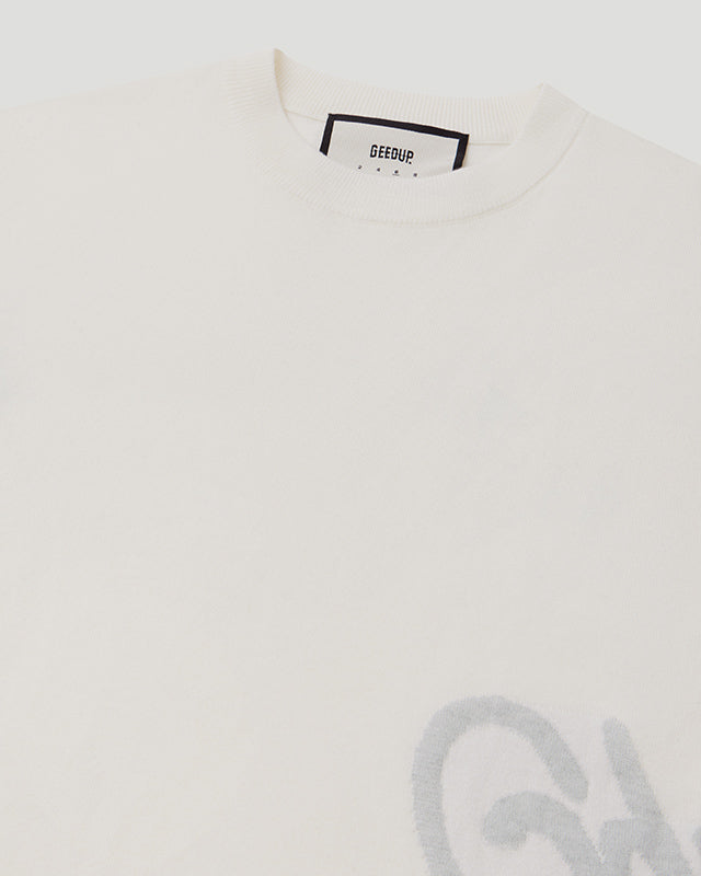Handstyle Logo Knitted Tee Cream/Grey