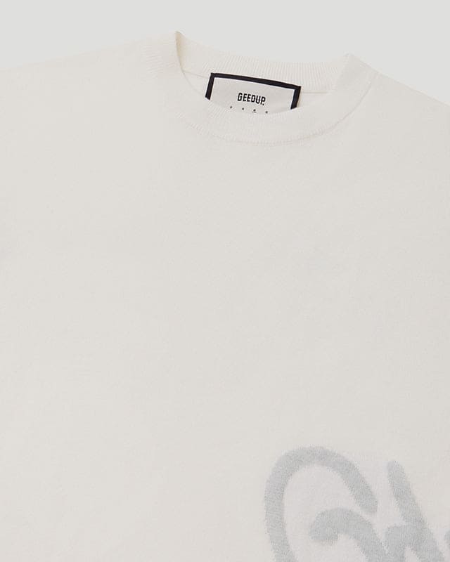 Handstyle Logo Knitted Tee Cream/Grey