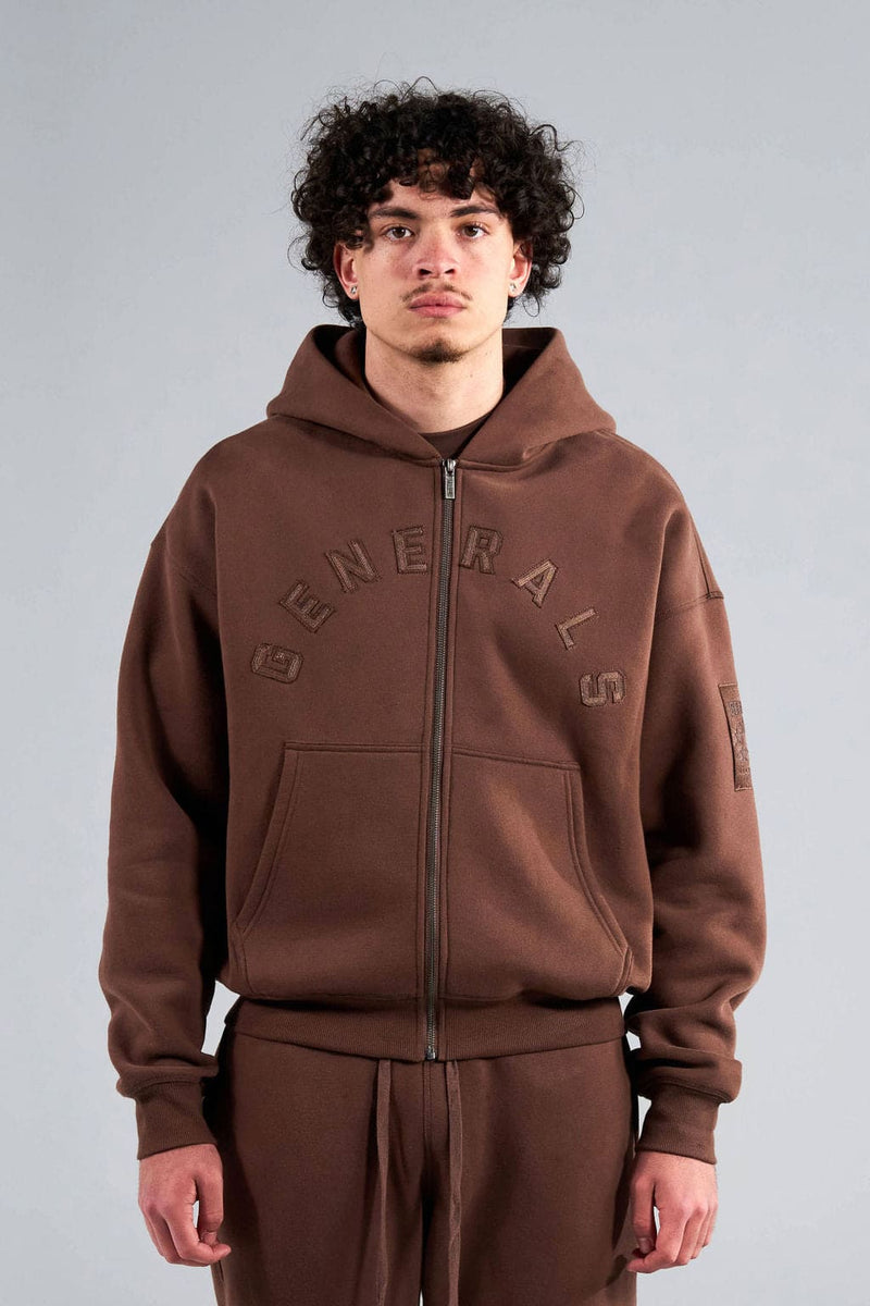 Generals Oversized Zip Hoodie Chestnut