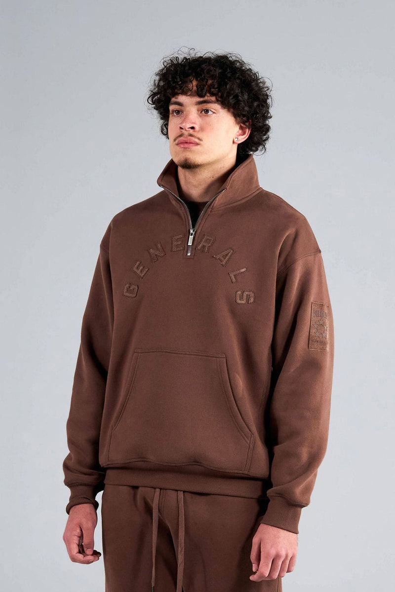 Generals Oversized Qtr Zip Chestnut