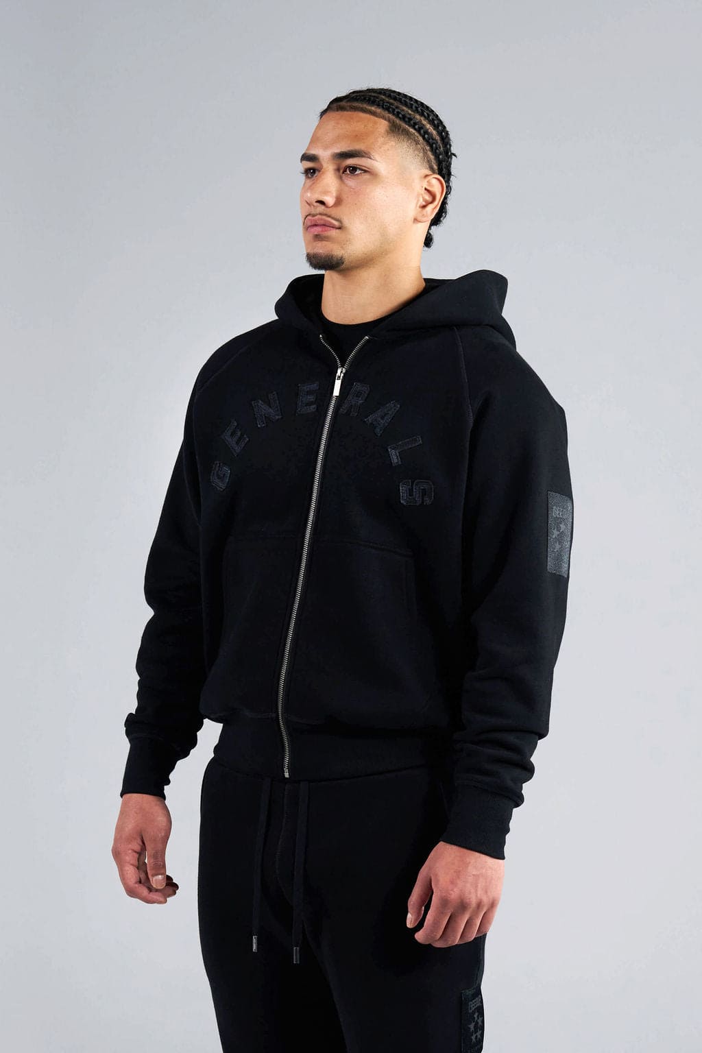Generals Classic Fit Raglan Zip Hoodie Jet Black