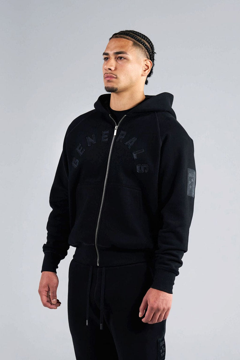 Generals Classic Fit Raglan Zip Hoodie Jet Black