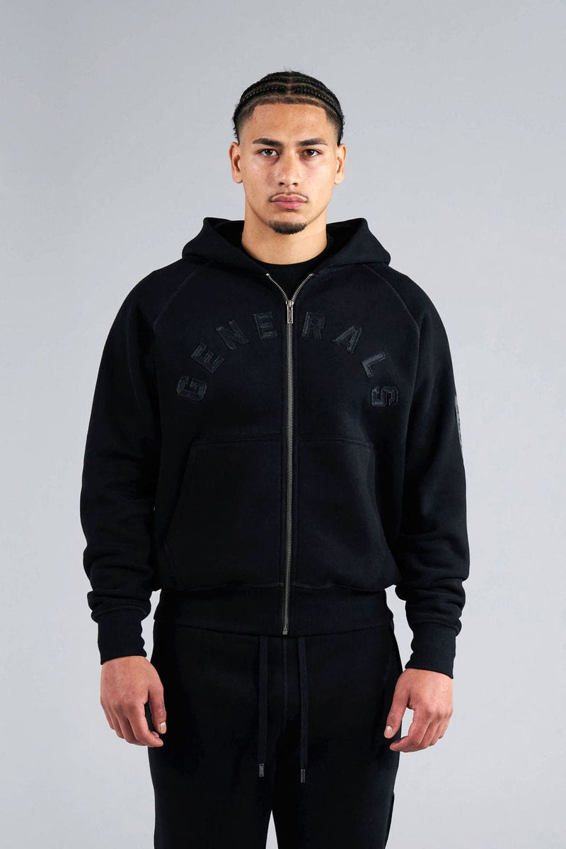Generals Classic Fit Raglan Zip Hoodie Jet Black