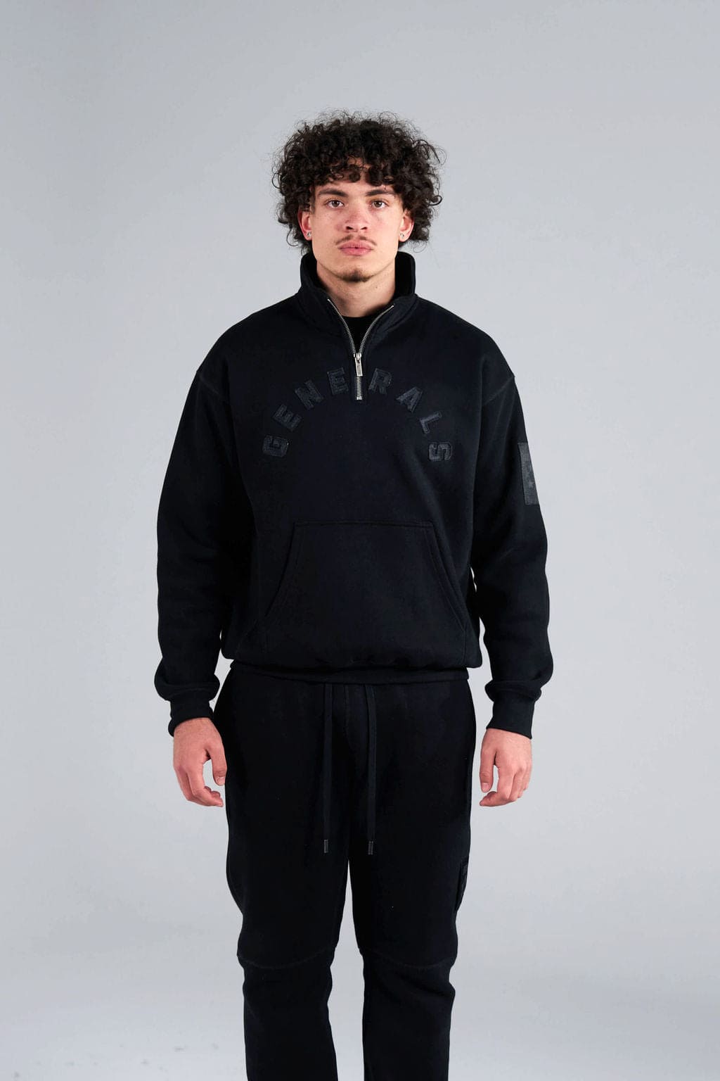 Generals Oversized Qtr Zip Jet Black