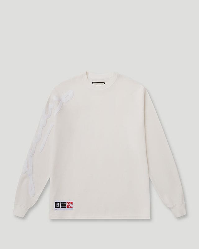 Waffle Signature Long Sleeve Tee – White/White