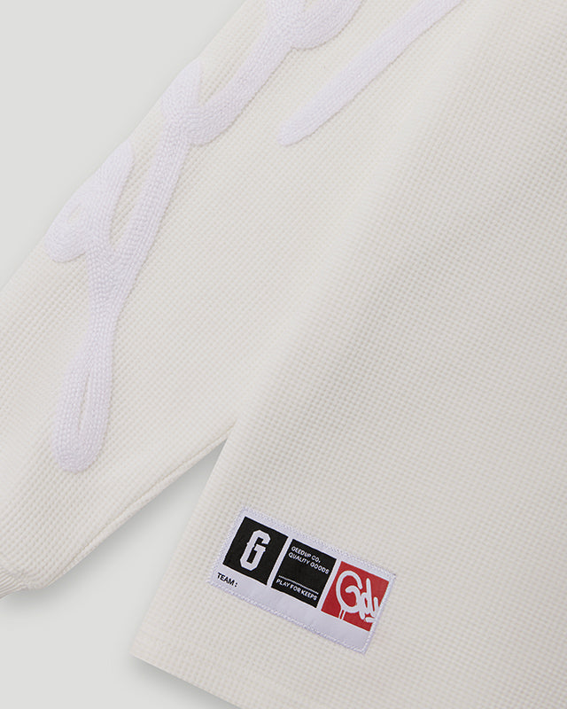 Waffle Signature Long Sleeve Tee – White/White