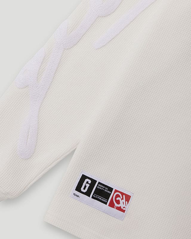 Waffle Signature Long Sleeve Tee – White/White